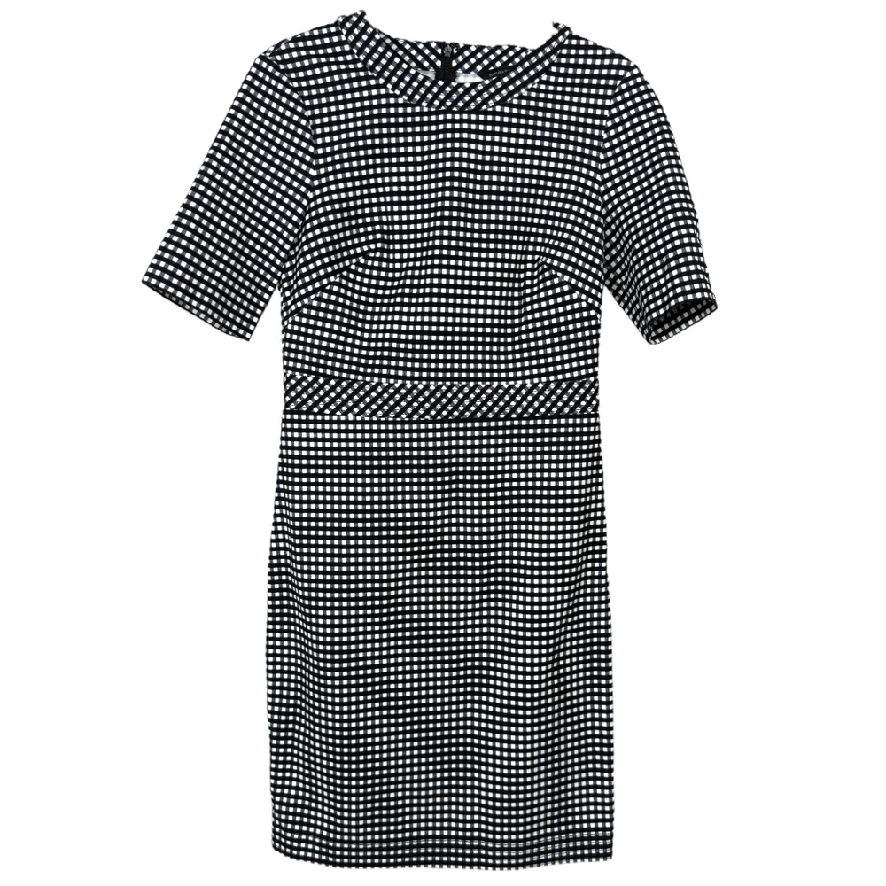 Banana Republic Navy Blue and White checkered Plaid Sheath Dress Size 6